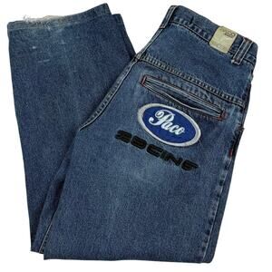 Paco Jeans 33x32 Y2K Embroidered Applique Patch Baggy Denim Streetwear